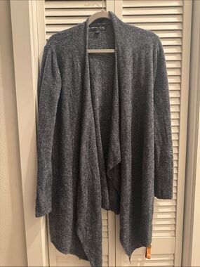 Barefoot Dreams Navy blue / white Draped Open-Front Cardigan S/M